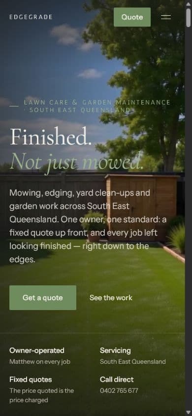 Edge Grade mobile website hero